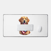 Patriotic Golden Retriever Vintage Engraving Shirt デスクマット (キーボード&マウス)