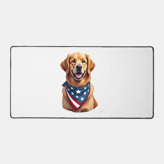Patriotic Golden Retriever Vintage Engraving Shirt デスクマット (正面)