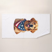 Patriotic Golden Retriever Vintage Engraving Shirt バスタオル (バスタオル)