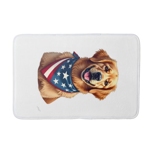 Patriotic Golden Retriever Vintage Engraving Shirt バスマット (正面)