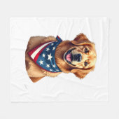 Patriotic Golden Retriever Vintage Engraving Shirt フリースブランケット (正面(横))
