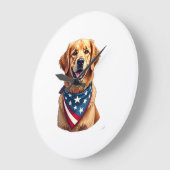 Patriotic Golden Retriever Vintage Engraving Shirt ラージ壁時計 (傾斜)