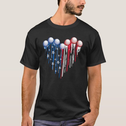 Patriotic Golf USA Flag Golf Clubs 4th of July Gol Tシャツ (正面)