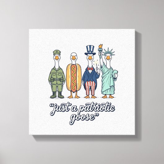 Patriotic Goose Lineup Vintage Vector Shirt_1 キャンバスプリント (正面)