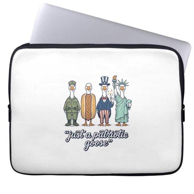 Patriotic Goose Lineup Vintage Vector Shirt_1 ラップトップスリーブ (正面)