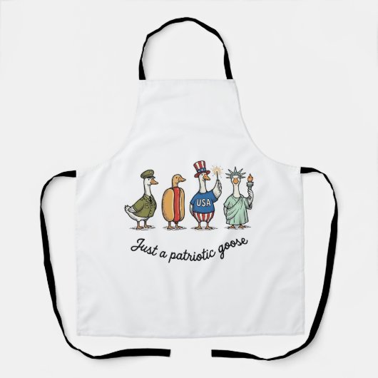 Patriotic Goose Vintage Engraving Funny USA Shirt  エプロン (正面)