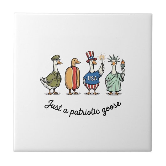 Patriotic Goose Vintage Engraving Funny USA Shirt  タイル (正面)
