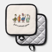 Patriotic Goose Vintage Engraving Funny USA Shirt  鍋敷き (正面/裏面)