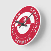 Patriotic Greenland Clock, Bear, Greenland Flag ラウンド壁時計 (傾斜)