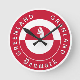 Patriotic Greenland Clock, Bear, Greenland Flag ラウンド壁時計
