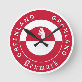 Patriotic Greenland Clock, Bear, Greenland Flag ラウンド壁時計