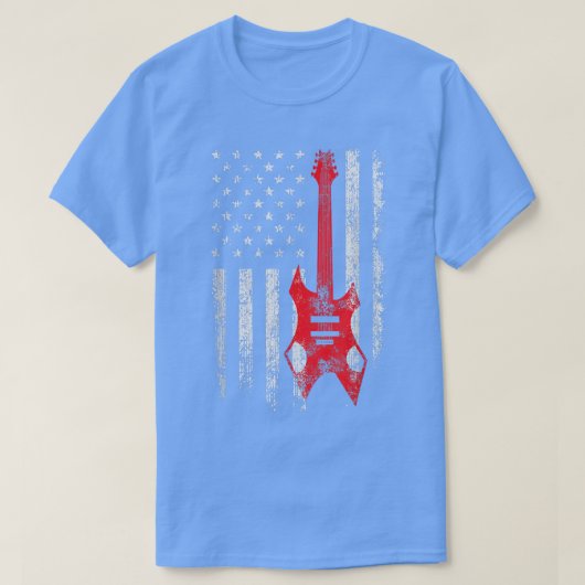 Patriotic Guitarist Gift Vintage American Flag Gui Tシャツ (デザイン正面)