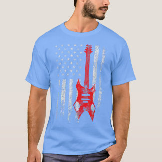 Patriotic Guitarist Gift Vintage American Flag Gui Tシャツ