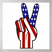 Patriotic Hand Peace Sign ポスター (正面)