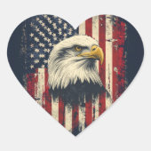 Patriotic Heart Eagle Flag Vinyl Laptop Decal ハートシール (正面)