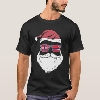 Patriotic Hipster Santa Norway flag sunglasses chr Tシャツ