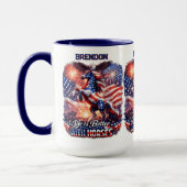 Patriotic Horse American Flag Sunset Equestrian  マグカップ (左)