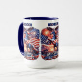 Patriotic Horse American Flag Sunset Equestrian  マグカップ (正面左)