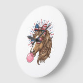 Patriotic Horse Bubble Gum Vintage Vector Shirt De ラージ壁時計 (傾斜)