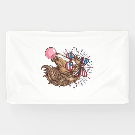Patriotic Horse Bubble Gum Vintage Vector Shirt De 横断幕 (横)