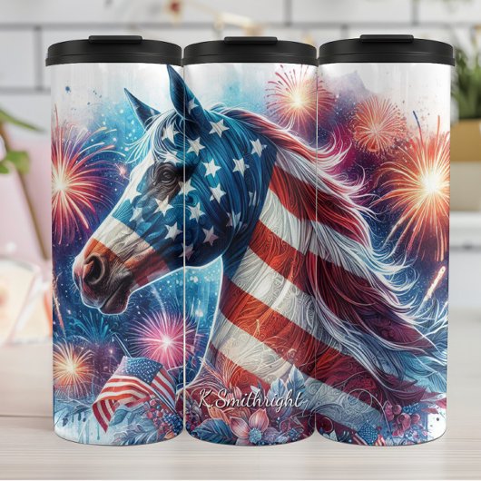 Patriotic Horse Fireworks Celebration Art タンブラー