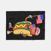 Patriotic Hot Dog American Flag Usa Funny 4th Of J フリースブランケット (正面(横))