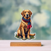 Patriotic Hunting Golden Retriever Vintage Tee 4 アクリルサイン (ニュートラル)