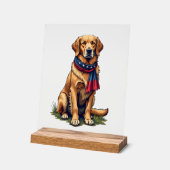 Patriotic Hunting Golden Retriever Vintage Tee 4 アクリルサイン (傾斜)