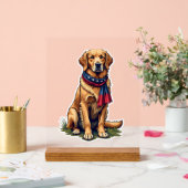 Patriotic Hunting Golden Retriever Vintage Tee 4 アクリルサイン (ウェディング)