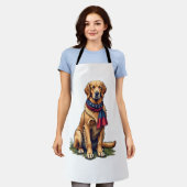 Patriotic Hunting Golden Retriever Vintage Tee 4 エプロン (着用した状態)