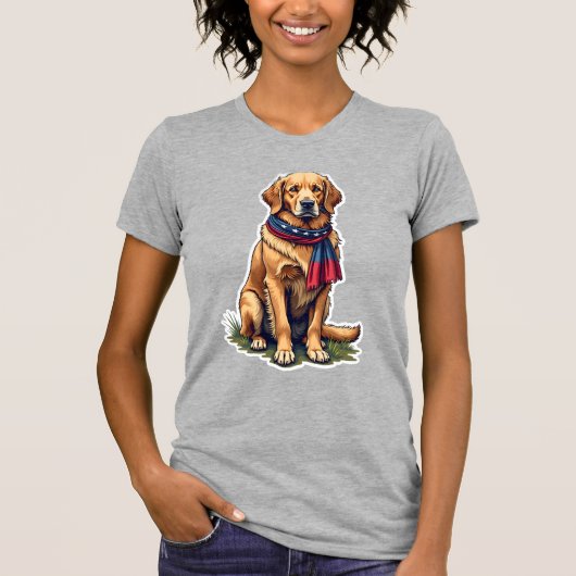 Patriotic Hunting Golden Retriever Vintage Tee 4 Tシャツ (正面)