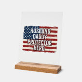 Patriotic Husband Daddy Protector Hero Flag Shirt  アクリルサイン (傾斜)