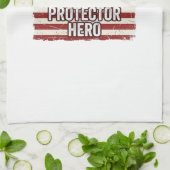 Patriotic Husband Daddy Protector Hero Flag Shirt  キッチンタオル (折り畳み)