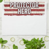 Patriotic Husband Daddy Protector Hero Flag Shirt  キッチンタオル (折り畳み)