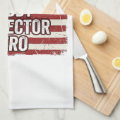 Patriotic Husband Daddy Protector Hero Flag Shirt  キッチンタオル (四つ折り)