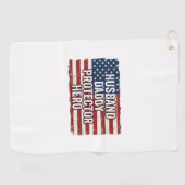 Patriotic Husband Daddy Protector Hero Flag Shirt  ゴルフタオル (横)