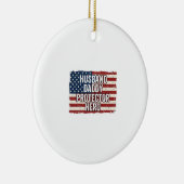 Patriotic Husband Daddy Protector Hero Flag Shirt  セラミックオーナメント (右)