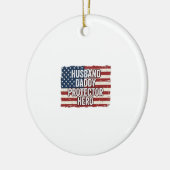 Patriotic Husband Daddy Protector Hero Flag Shirt  セラミックオーナメント (左)