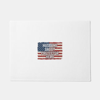 Patriotic Husband Daddy Protector Hero Flag Shirt  ドアマット