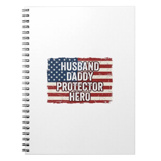 Patriotic Husband Daddy Protector Hero Flag Shirt  ノートブック (正面)