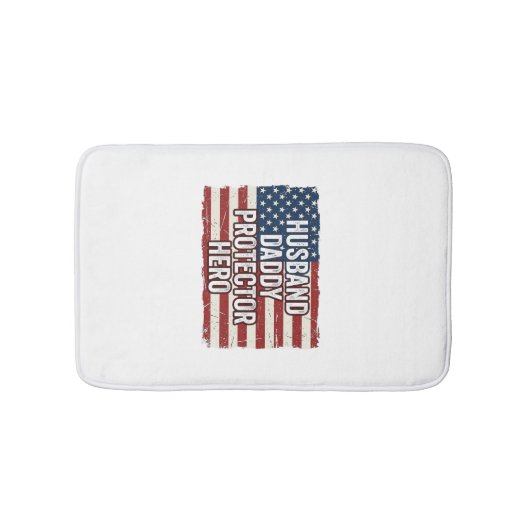 Patriotic Husband Daddy Protector Hero Flag Shirt  バスマット (正面)