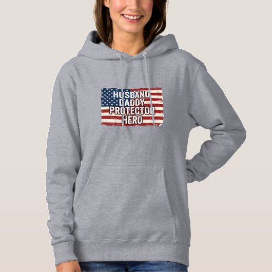 Patriotic Husband Daddy Protector Hero Flag Shirt  パーカ (正面)