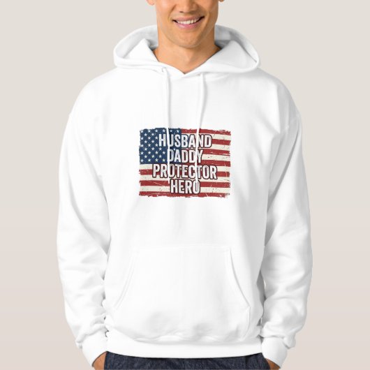 Patriotic Husband Daddy Protector Hero Flag Shirt  パーカ (正面)