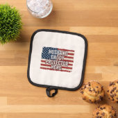 Patriotic Husband Daddy Protector Hero Flag Shirt  鍋敷き (トップダウン)