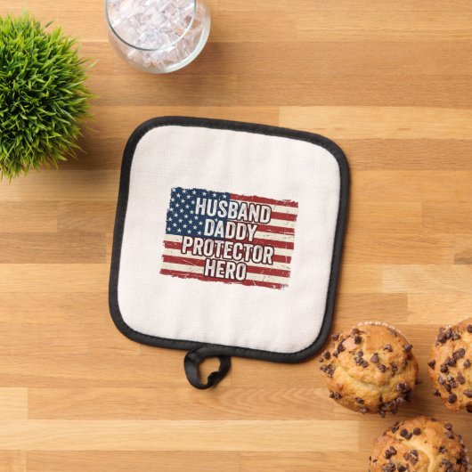 Patriotic Husband Daddy Protector Hero Flag Shirt  鍋敷き (トップダウン)