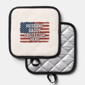 Patriotic Husband Daddy Protector Hero Flag Shirt  鍋敷き (正面/裏面)