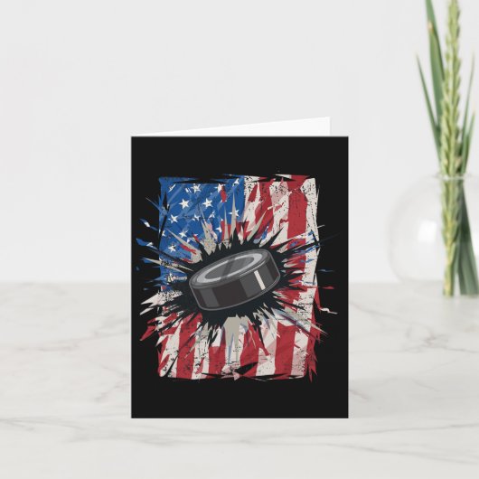 Patriotic Ice Hockey 4th Of July Men Usa American  カード (正面)
