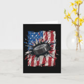 Patriotic Ice Hockey 4th Of July Men Usa American  カード (黄色い花)