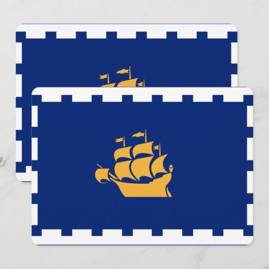 Patriotic  invitations with Flag of Quebec City 招待状 (正面/裏面)