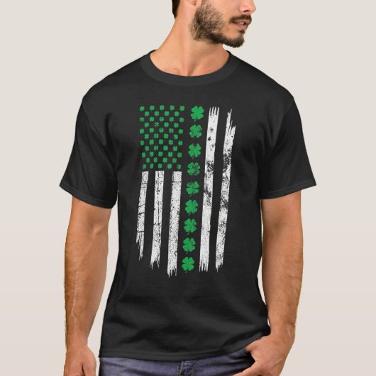 Patriotic Irish American Flag Patricks Day Ireland Tシャツ (正面)